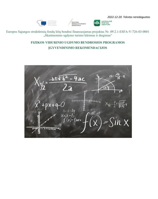 Fizikos Vidurinio Ugdymo Bendrosios Programos įgyvendinimo Rekomendacijos