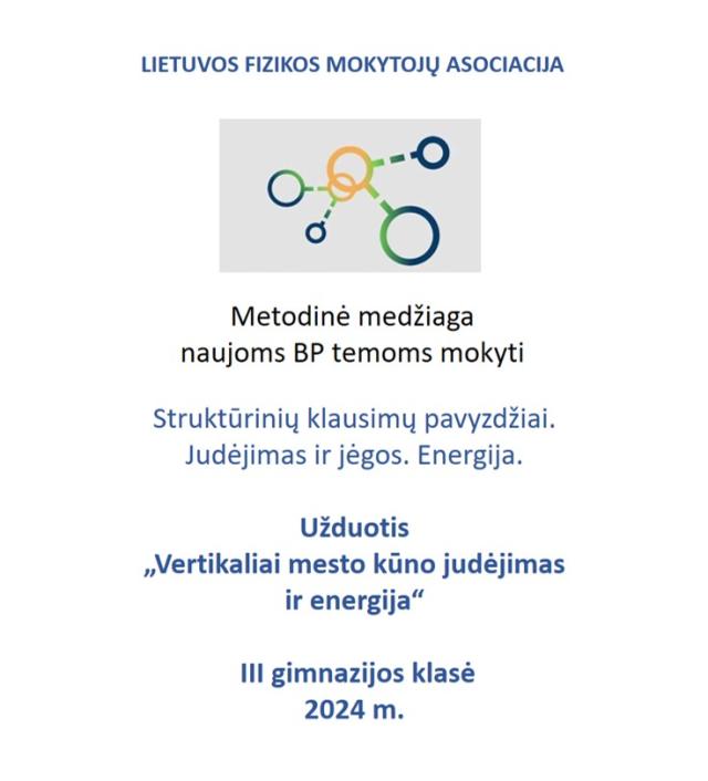 Struktūrinių klausimų pavyzdžiai. Užduotis „Vertikaliai mesto kūno judėjimas ir energija“