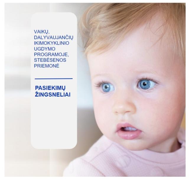 Vaikų, dalyvaujančių ikimokyklinio ugdymo programoje, pasiekimų stebėsenos priemonė ,,Pasiekimų žingsneliai“ - metodinės medžiagos viršelis
