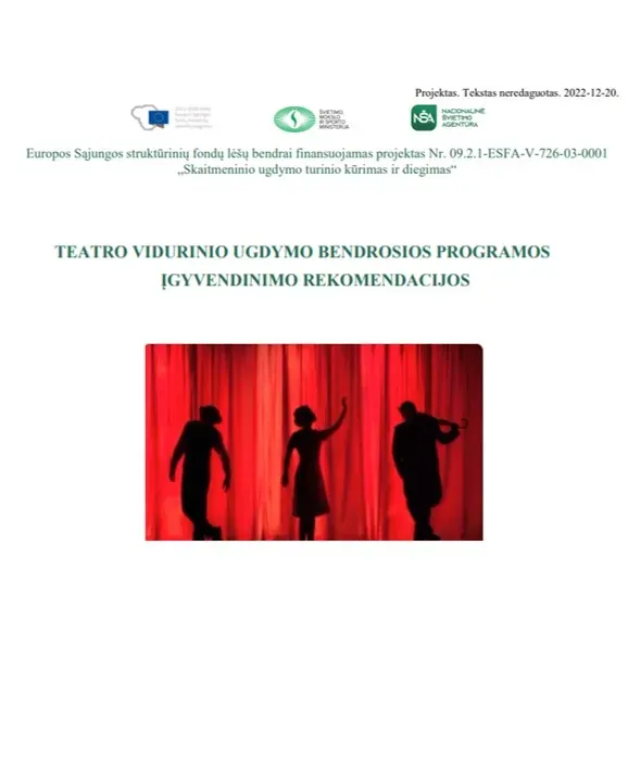 Vidurinio ugdymo teatro bendrosios programos įgyvendinimo rekomendacijos