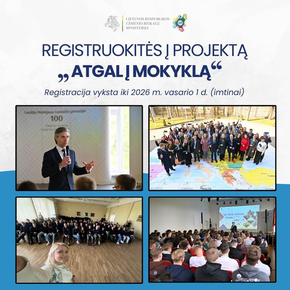 Kviečiame mokyklas registruotis į projektą „Atgal į mokyklą 2026“!
